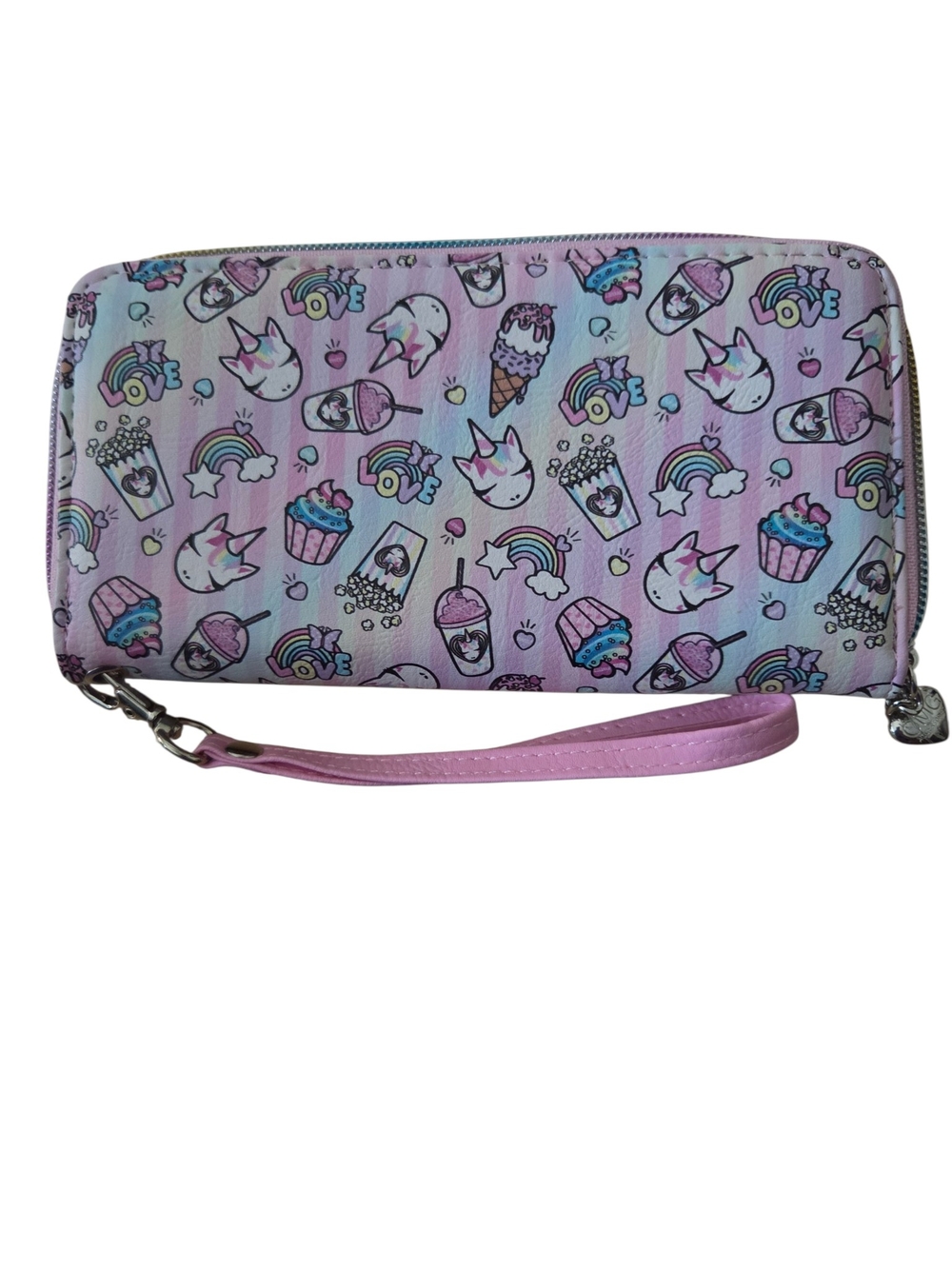 Kids Unicorn Print Zip Wristlet Wallet - Pink